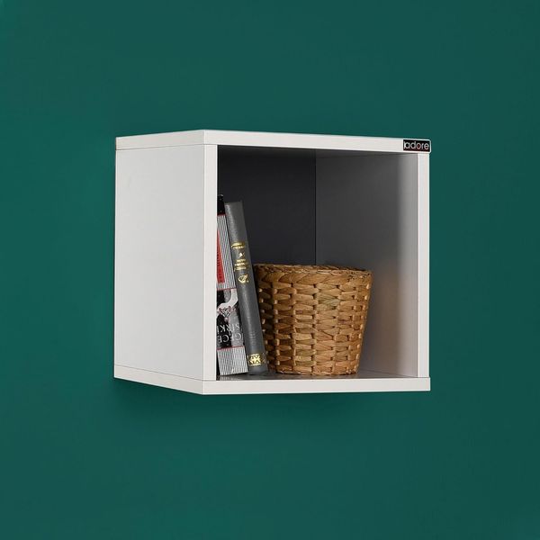 Stylish Wall Shelf, Diamond & White, 33 x 33 x 19 cm | 100% Melamine Coated Particle Board, 16 mm Thick | Perfect for Modern Home Decor & Storage