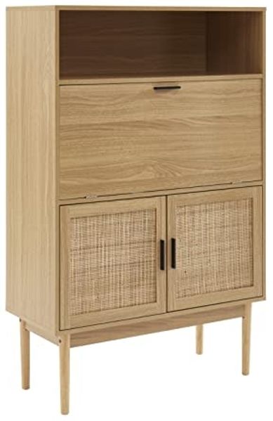 BAÏTA Sekretär Amana Rattangeflecht, Länge 90 cm, Schwarz