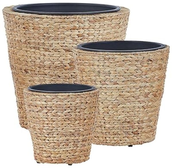 Set mit 3 Blumentöpfen PLAKA Geflecht 29 37 49 cm Natürlich