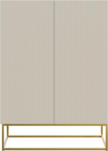 Selsey Veldio - Highboard 2-türig, Graubeige Taupe mit goldenem Metallgestell, 90 cm breit