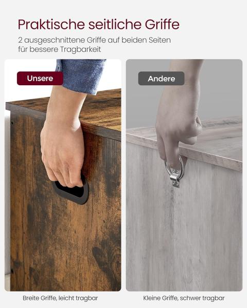 Vasagle Schuhbank, Sitzbank mit Stauraum, Sitztruhe mit 2 Sicherheitsscharnieren, Aufbewahrungsschrank, Vintge-Stil, 40 x 100 x 46 cm, für Flur, Schlafzimmer, Wohnzimmer, vintagebraun SBL061T01 von Songmics Bild 9