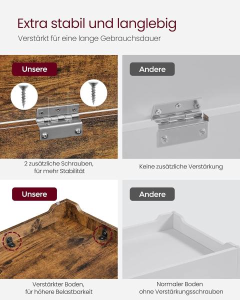 Vasagle Schuhbank, Sitzbank mit Stauraum, Sitztruhe mit 2 Sicherheitsscharnieren, Aufbewahrungsschrank, Vintge-Stil, 40 x 100 x 46 cm, für Flur, Schlafzimmer, Wohnzimmer, vintagebraun SBL061T01 von Songmics Bild 8