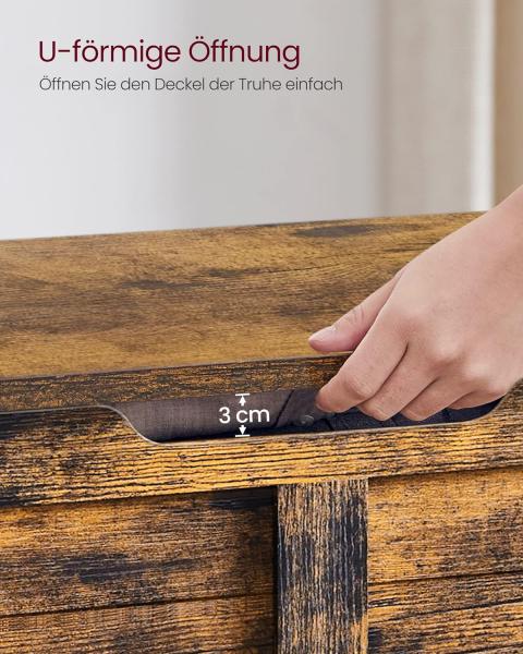 Vasagle Schuhbank, Sitzbank mit Stauraum, Sitztruhe mit 2 Sicherheitsscharnieren, Aufbewahrungsschrank, Vintge-Stil, 40 x 100 x 46 cm, für Flur, Schlafzimmer, Wohnzimmer, vintagebraun SBL061T01 von Songmics Bild 7