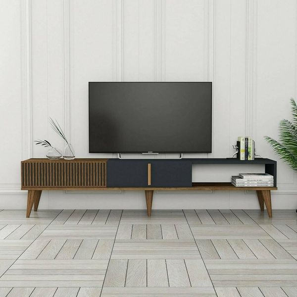 Dmora TV-Schrank Aquila 180 x 35 x 40 cm Braun mit Schublade