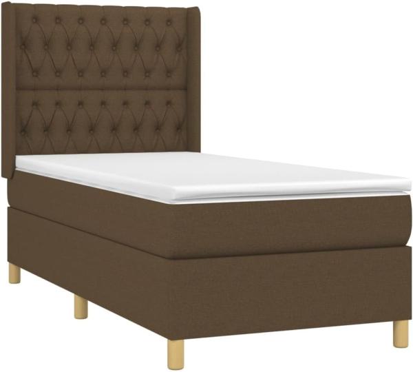 vidaXL Boxspringbett mit Matratze Dunkelbraun 90x190 cm Stoff 3132196