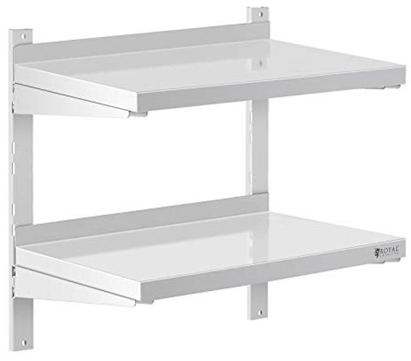 Royal Catering Hängeregal 60 x 40 cm Wandbord Doppel Wandregal Edelstahl Regal 2 Ablagen, verschiedene Größen