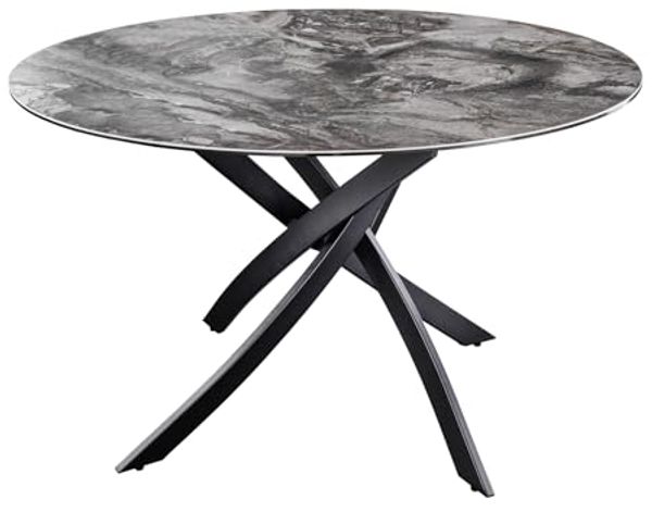 riess-ambiente Esstisch ALPINE 120cm taupe (Einzelartikel, 1-St), Sterngestell · Glas · Metall · Marmor-Design · bis 6 Personen · Modern