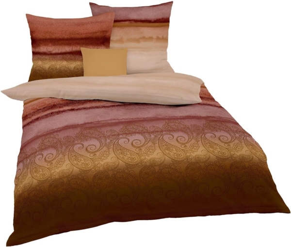 Kaeppel Mako Satin Bettwäsche Mara 135x200 cm + 80x80 cm Terra