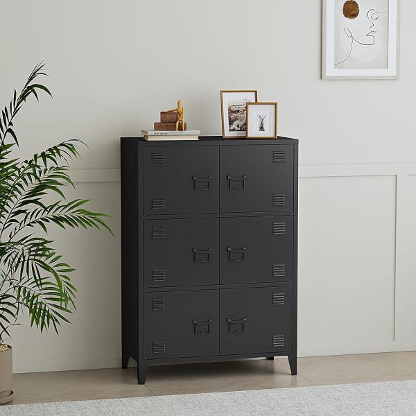 Büroschrank Hamina 113x80x40cm Schwarz [en. casa]