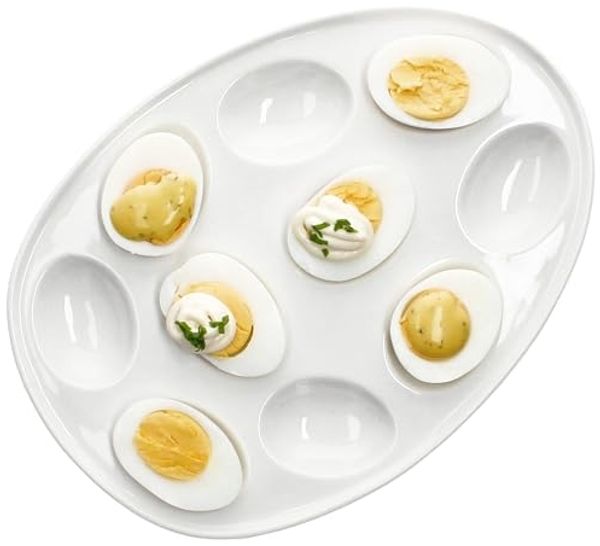 MamboCat Eierbecher MamboCat Eierplatte CREME Steingut oval cremeweiß Servierplatte