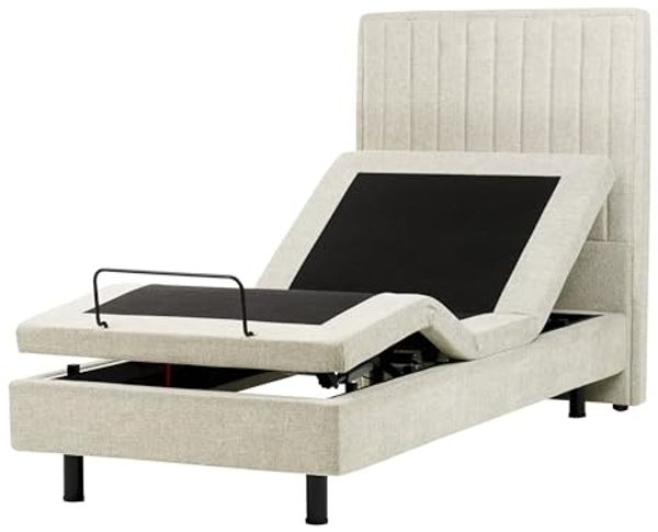 Bett verstellbar Stoff CASTELLAN 90 x 200 cm Beige