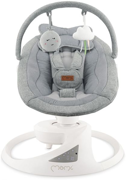 MoMi Babywippe PEARL für Babys bis 9 kg, 360° drehbarer Sitz, LED-Panel, Bluetooth, Fernbedienung, Batterie- oder Netzbetrieb, Netzteil mit USB-Kabel, 5-Punkt-Sicherheitsgurt, Bügel und Spielzeug Bild 8