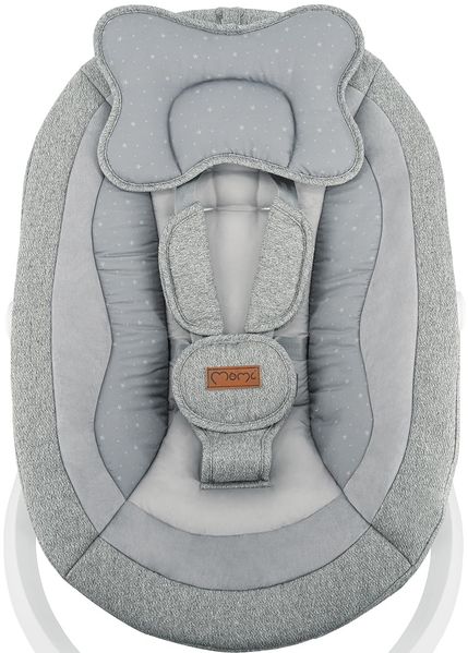 MoMi Babywippe PEARL für Babys bis 9 kg, 360° drehbarer Sitz, LED-Panel, Bluetooth, Fernbedienung, Batterie- oder Netzbetrieb, Netzteil mit USB-Kabel, 5-Punkt-Sicherheitsgurt, Bügel und Spielzeug Bild 15