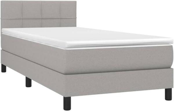 vidaXL Boxspringbett mit Matratze & LED Hellgrau 100x200 cm Stoff 3133133