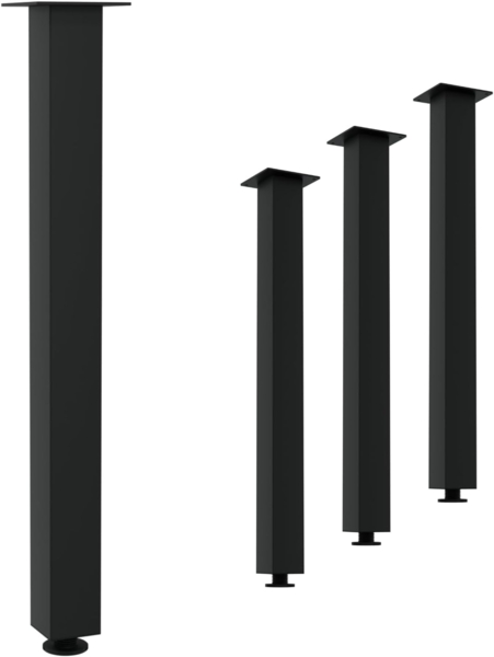 HAGO Tischbein Set 4 Stück Möbelfuß Stahl Schwarz 8x8cm höhenverstellbar 90cm Couchti