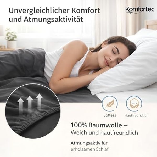 Komfortec 2er Pack Jersey Spannbettlaken 140x200 cm, 100% Baumwolle, Doppelpack Spannbettuch Bild 3