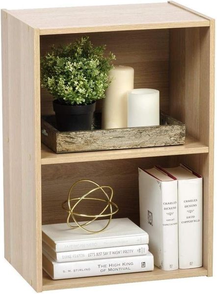 Iris Ohyama, Holzschrank mit Einlegeböden/Bücherregal/Beistellmöbel/Einfache Aufbewahrungsregale, Einfache Montage, modular, DesignBüro, Wohnzimmer, Schlafzimmer - Basic Storage Shelf-CX-2-Hellbraun