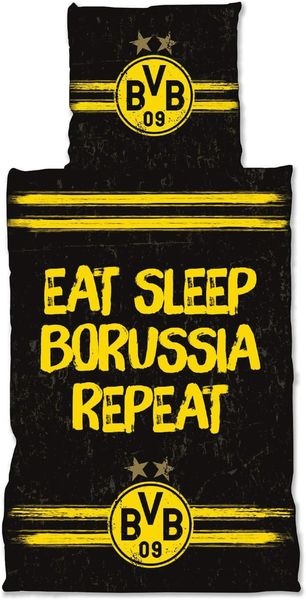 BVB Borussia Dortmund Bettwäsche Eat. Sleep. Borussia. Repeat. 135 x