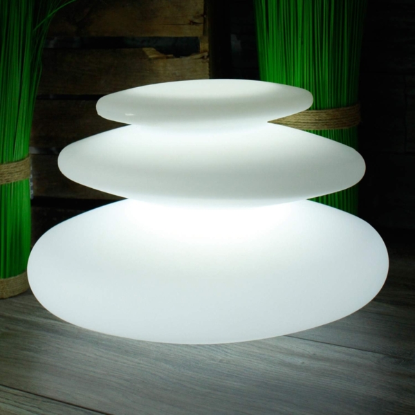 Arnusa Kugelleuchte Flatstones mobile Lampe Dekolampe Tischlampe, Dimmfunktion, LED fest integriert, 16 Leuchtfarben per Fernbedienung wählbar, Stehlampe