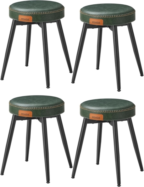 Vasagle Esszimmerstühle (4 St), Sitzhocker, EKHO Series, Kunstleder, 48,2 cm hoch, waldgrün