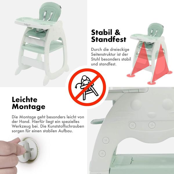 Daliya® Kombihochstuhl MULTIHOK 4in1 Baby- & Kinderhochstuhl, Spieltisch mit Kinderstuhl (Set, 3 St), Kinderhochstuhl wandelbar zu Spieltisch oder Lerntisch mit Kinderstuhl Bild 4