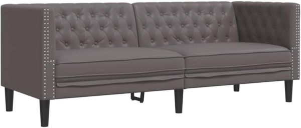 Chesterfield-Sofa 3-Sitzer Grau Kunstleder 372669