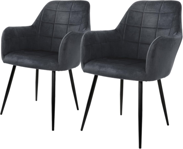ML-DESIGN Stuhl Esszimmerstuhl ergonomisch & gepolstert Esstischstuhl mit Rückenlehnen (2 St), Wohnzimmerstuhl Dunkelgrau Samtbezug Küchenstuhl Polsterstuhl
