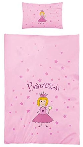 Optidream Renforcé Baby Bettwäsche 100x135 cm Bettbezug Kopfkissenbezug 40x60 cm Prinzessin Rosa