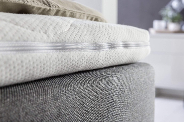 Furniture for Friends Doluna Valina Boxspringbett 180x220 cm H2/H3 in Hellgrau niedriges Kopfteil 90 cm Ideal für Dachschrägen inkl. Visco Topper + 7 Zonen Taschenfederkern-Matratze Bild 2