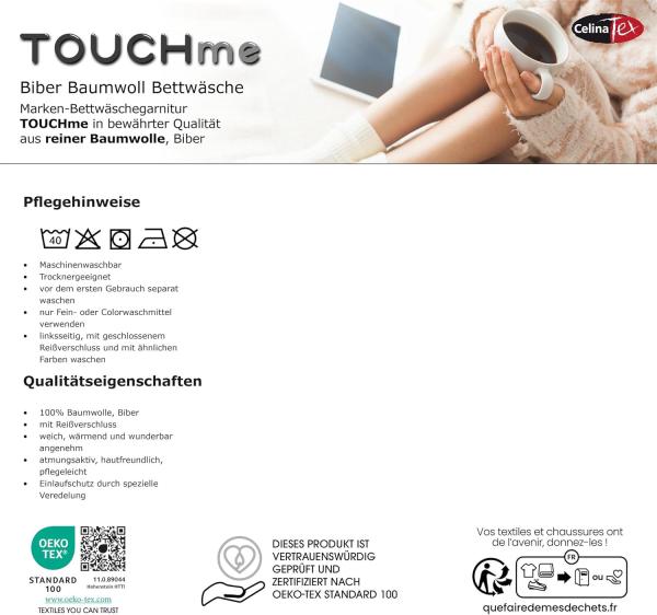 CelinaTex Touchme Biber Bettwäsche 200x220 cm 3teilig Baumwolle Bettbezug Stine Karo grau anthrazit Bild 3