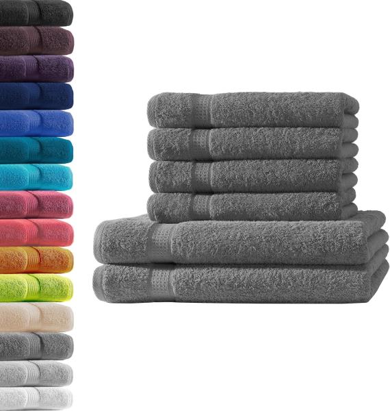 Hometex Premium Textiles Handtuch in Premium Qualität 500 g/m², Feinster Frottier-Stoff 100% Baumwolle, 2x Duschtuch + 4x Handtuch, Kuschelig weich, saugfähig, Extra schwere, flauschige Hotel-Qualität