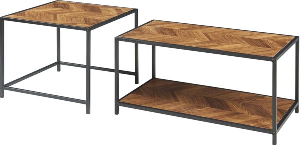 Satztisch Kurghore 2-tlg. Schwarz/Eichenoptik, dunkel [en. casa] Bild 6