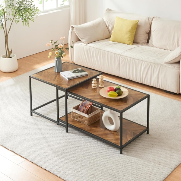 Satztisch Kurghore 2-tlg. Schwarz/Eichenoptik, dunkel [en. casa] Bild 3