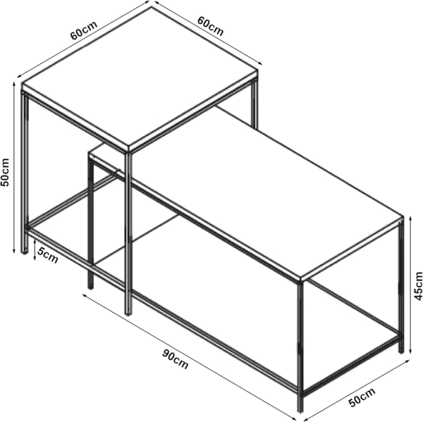 Satztisch Kurghore 2-tlg. Schwarz/Eichenoptik, dunkel [en. casa] Bild 2