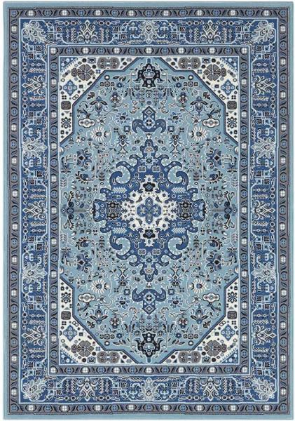 Orientalischer Kurzflor Teppich Skazar Isfahan Hielblau - 200x290x0,9cm