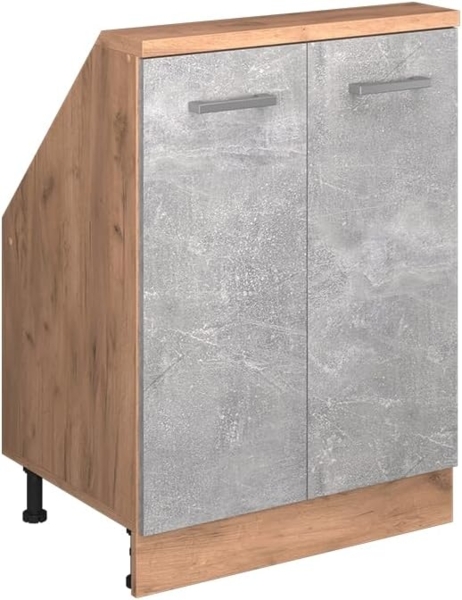 Dachschrägenschrank Rion Beton/Goldkraft Eiche mit 2 Türen Vicco