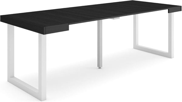 Skraut Home | Ausziehbarertisch | Multifunktionaler ausziehbarer | 220 | Für 10 Gäste | Massivholz Beine | Moderner Stil | Schwarz