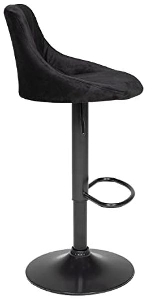 Happy Garden 2er Set Barhockern aus schwarzem Samt Robin. Küchenstuhl in modernem Design mit Sitzfläche, höhenverstellbar, um 360° drehbar und Fußstütze. Hocker mit Rückenlehne aus Samt Bild 3