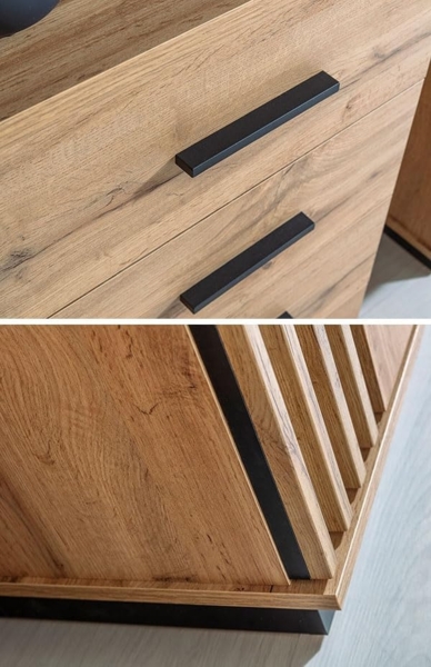 Lowboard TV-Unterschrank Lamia 155cm Wotan Eiche schwarz 2-türig Bild 4