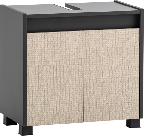 Schildmeyer Waschbeckenunterschrank Sander 160305, anthrazit/Canasta Dekor, 57 x 33 x 54,6 cm