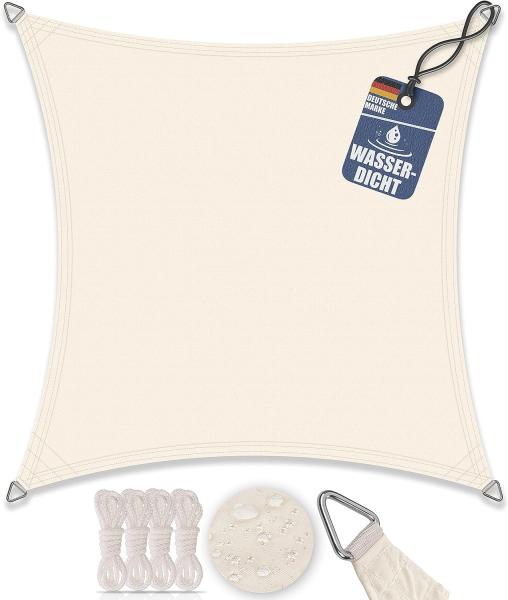 Sonnensegel aus 100% Polyester creme, 2 x 2 m, Quadrat