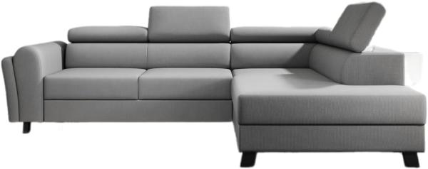 Designer Sofa Kira mit Schlaf- und Klappfunktion Stoff Grau Rechts