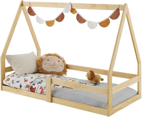 IDIMEX Kinderbett LUSIA, Hausbett Kinder Bodenbett Kinderbett Kiefer-Massivholz 80x160 cm