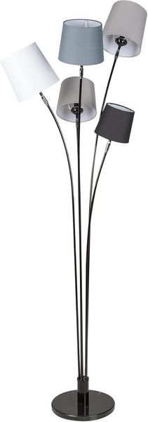 riess-ambiente Stehlampe LEVELS 176cm schwarz grau, ohne Leuchtmittel, Stehleuchte · Retro · Leinenstoff-Schirm · Marmor