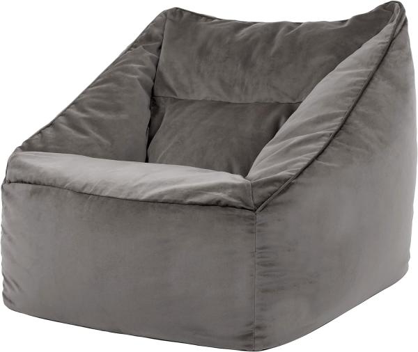 icon Riesen Sitzsack Sessel „Natalia“, Anthrazitgrau, Plüsch XXL Sitzsack Erwachsene mit Füllung für das Wohnzimmer, Riesensitzsack Sofa XXL