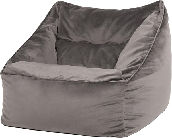 icon Riesen Sitzsack Sessel „Natalia“, Anthrazitgrau, Plüsch XXL Sitzsack Erwachsene mit Füllung für das Wohnzimmer, Riesensitzsack Sofa XXL