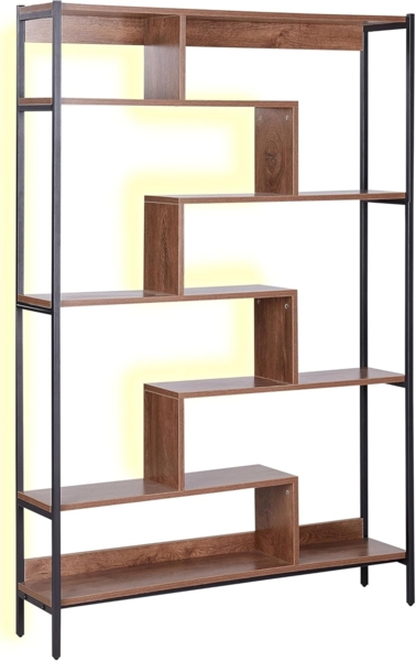 Bücherregal mit 6 Fächern DAVEN Dunkler Holzfarbton