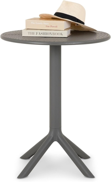 IDIMEX Gartentisch LUZ, runder Balkontisch 60cm, kleiner Outdoor Tisch aus Polypropylen grau