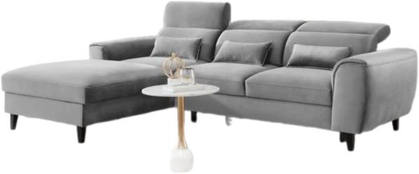 Designer Sofa Forino mit Schlaf- und Klappfunktion Grau Links