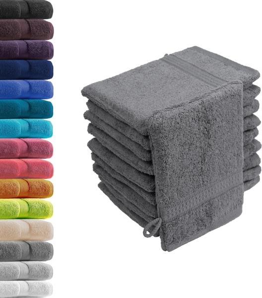 Hometex Premium Textiles Waschhandschuh in Premium Qualität 500 g/m², Feinster Frottier-Stoff 100% Baumwolle, (10er Set), weich, saugfähig, extra schwer & flauschig - TEST BILD TOP MARKE 2025